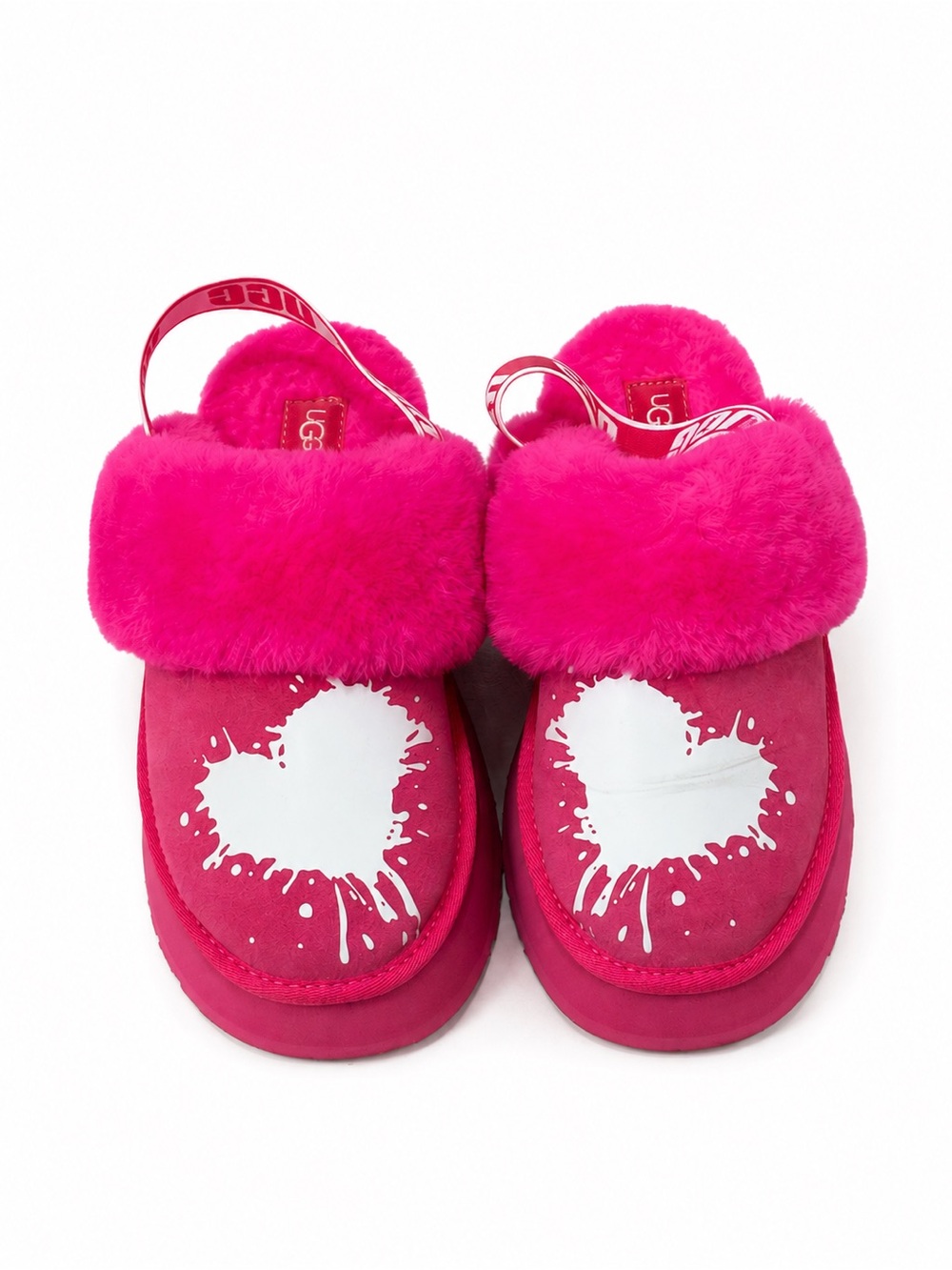UGG Hot Pink Heart Plush Slippers